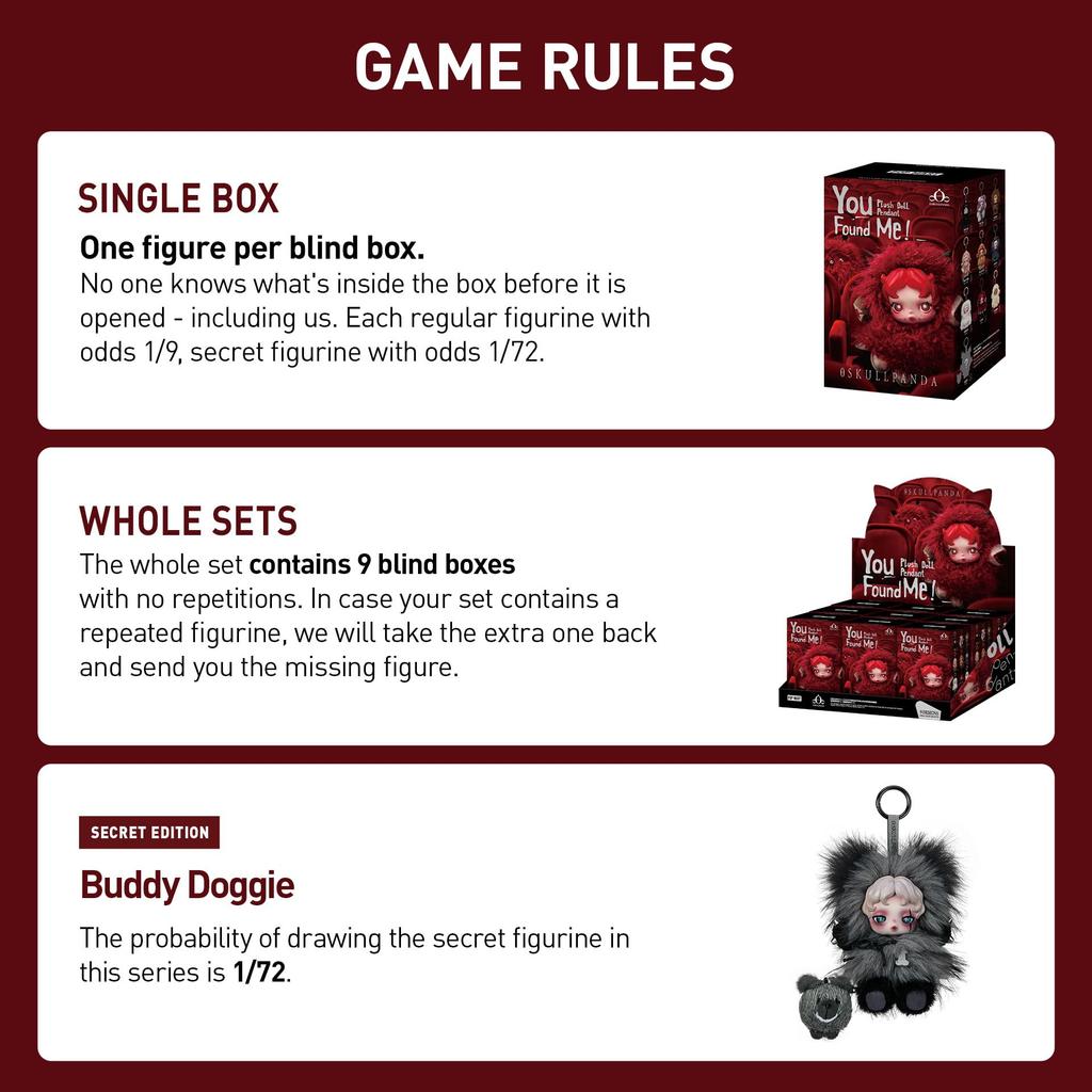 POP MART SKULLPANDA You Found Series Plush Doll Pendant Blind Box Figure Collectible Toy Holiday Birthday Gift for Single Box Me! Her, Daughter, Girl,