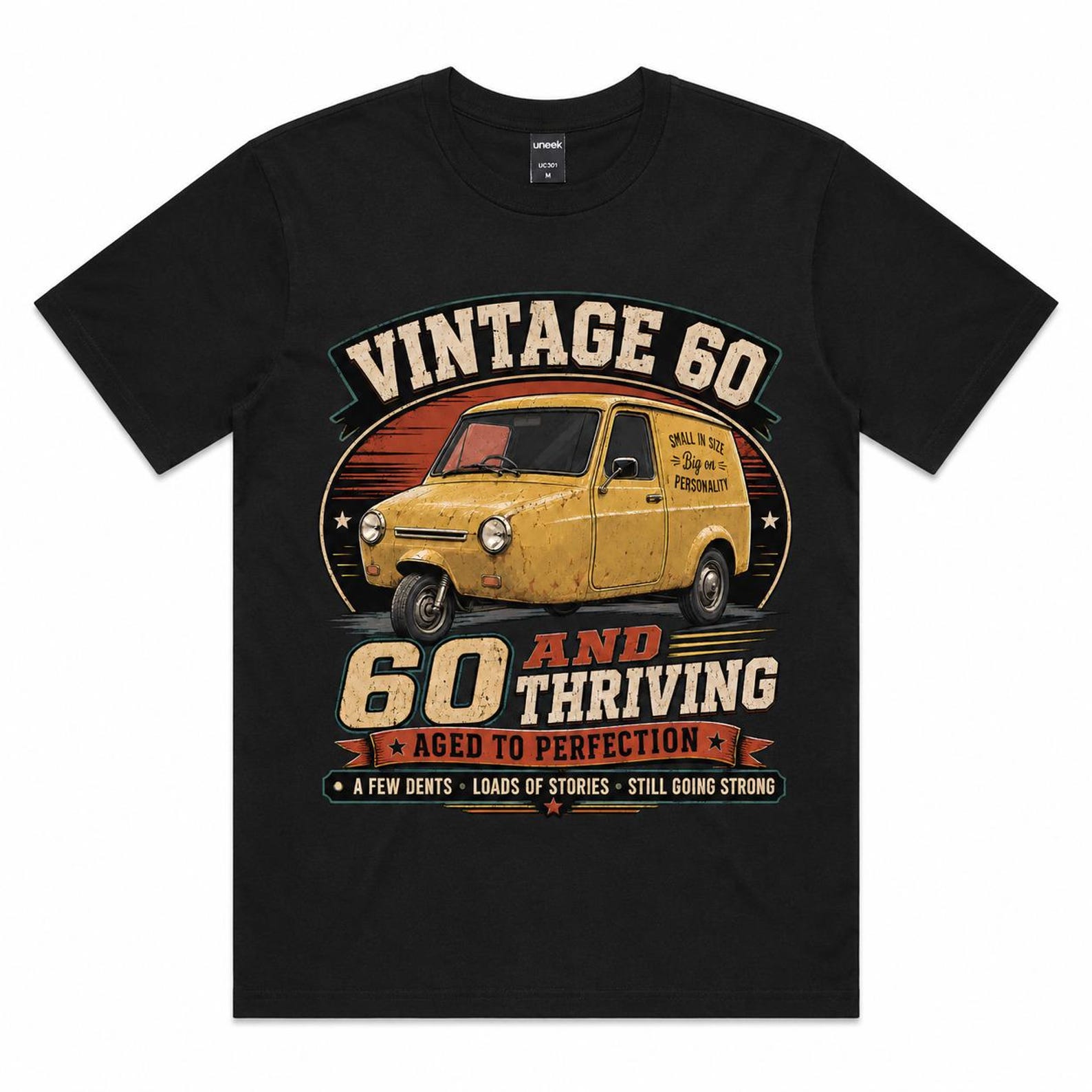 60th Birthday T Shirt, 60 and Thriving, Personalised Back Print 3XL