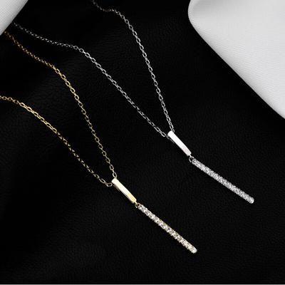 925 Sterling Silver Necklace For Women Long Strip Cz Clavicle Chain Necklace Fine Jewelry Gifts S -N739