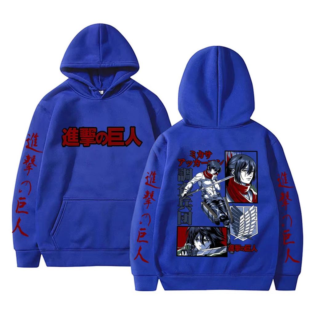 Hot Sale Anime Attack on Titan Mikasa Ackerman Hoodie Men Women Manga Oversized Pullover Hoodies Male Cartoon Hooded Sweatshirt