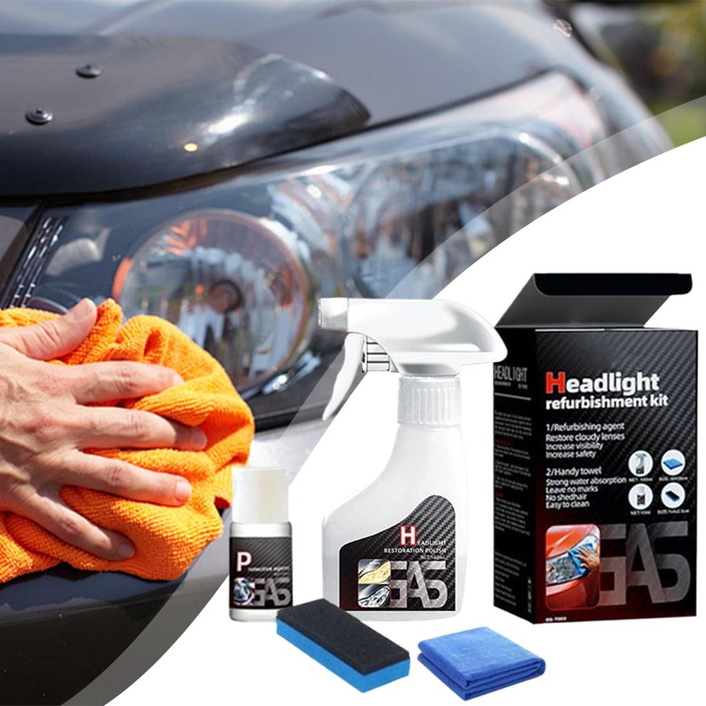 180ml Car Headlight Cleaner Headlight Polishing Cleaner with Coating Agent Weatherproof Scratch-Resistant Cleaning Tool for Auto