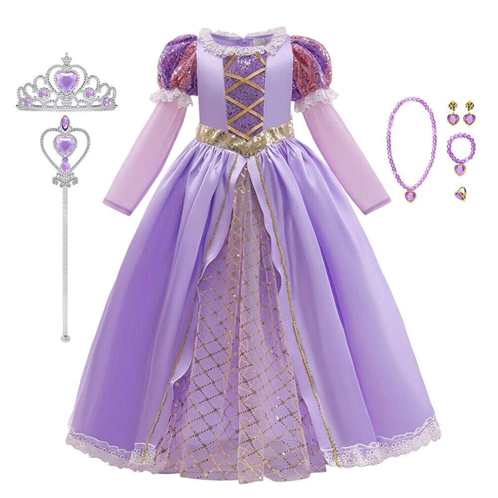 Mädchen Prinzessin Halloween Cosplay Rapunzel Vestidos Kostüm Verkleiden Kinder Rollenspiel Karneval Kindergeburtstagsparty Ballkleid