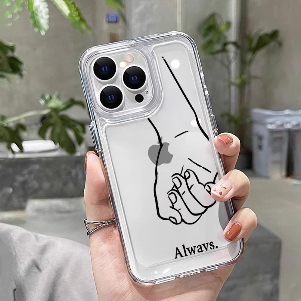 Couples Holding Hands Shockproof Transparent Case For iPhone 16 Pro Max 17 15 14 Pro 13 12 11 Pro Max  7 8 Plus Silicone Fundas