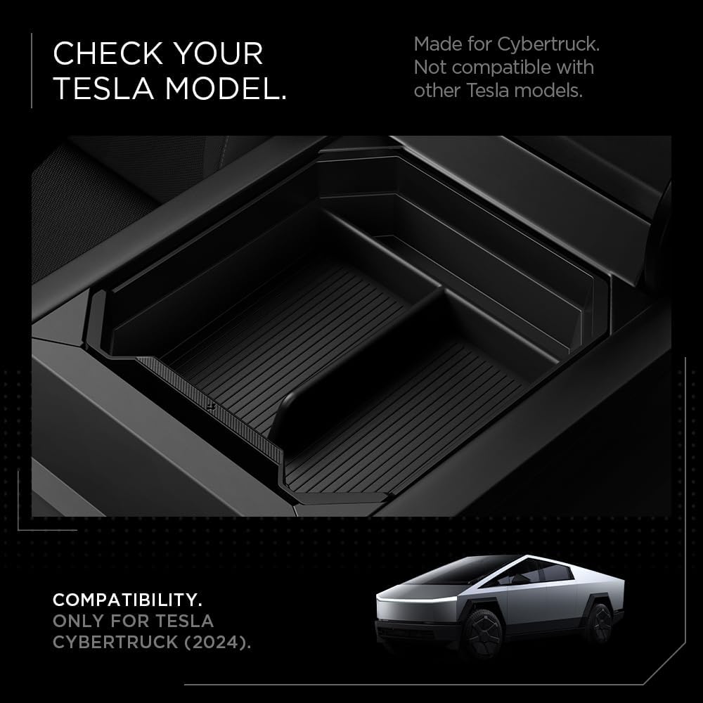 Spigen Center Console Organizer Tray Designed for Tesla Cybertruck Accessories 2026/2025/2024/ (Top) (Carbon Edition)