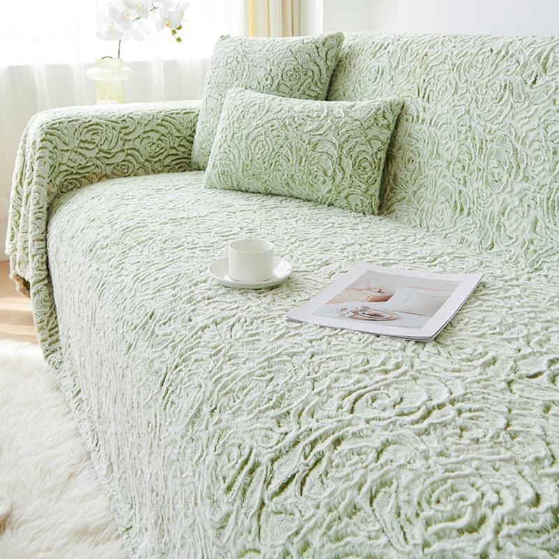 High-Grade Light Luxury Embossed Velvet Sofa Towel Cover Cloth Autumn and Winter Sofa Cover All-Inclusive Universal Cover Thickened Blanket Cushion