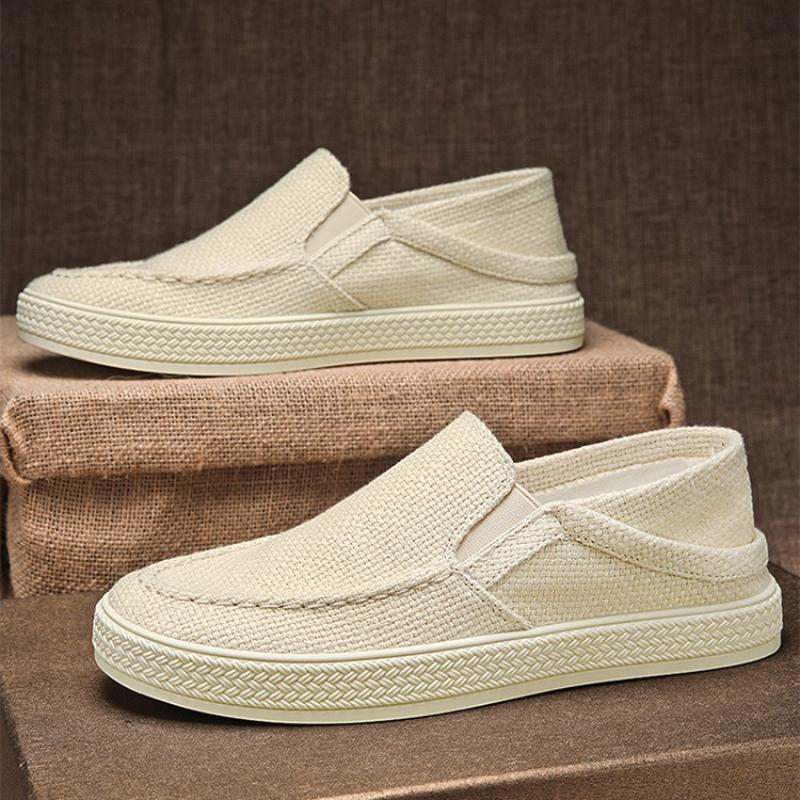 Modne męskie płócienne wsuwane sneakersy Beijing Heritage Len Oddychające buty do skateboardingu Casualowe obuwie streetwearowe dla wygody codziennego użytku