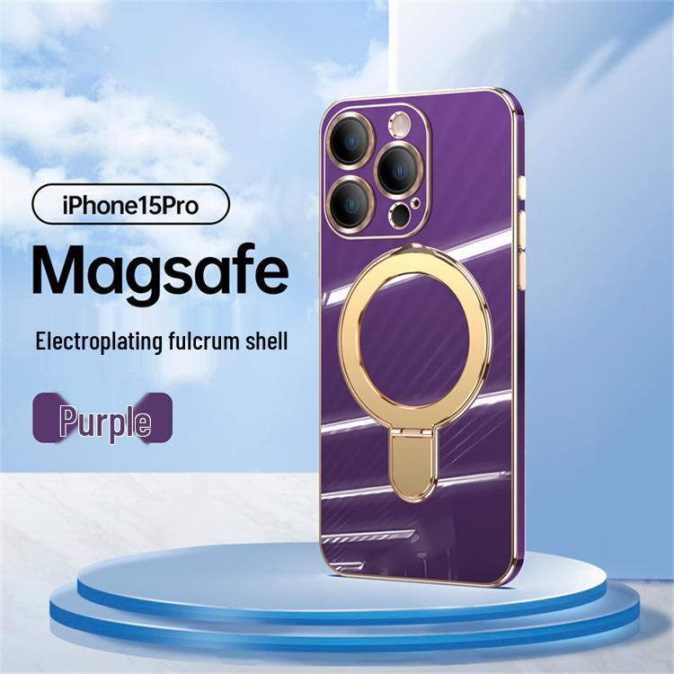 iPhone 17 Pivot Magnetic Case: Electroplated Solid Color, Full Coverage Anti-Fall Protective Case for Apple 16E/15 Pro.