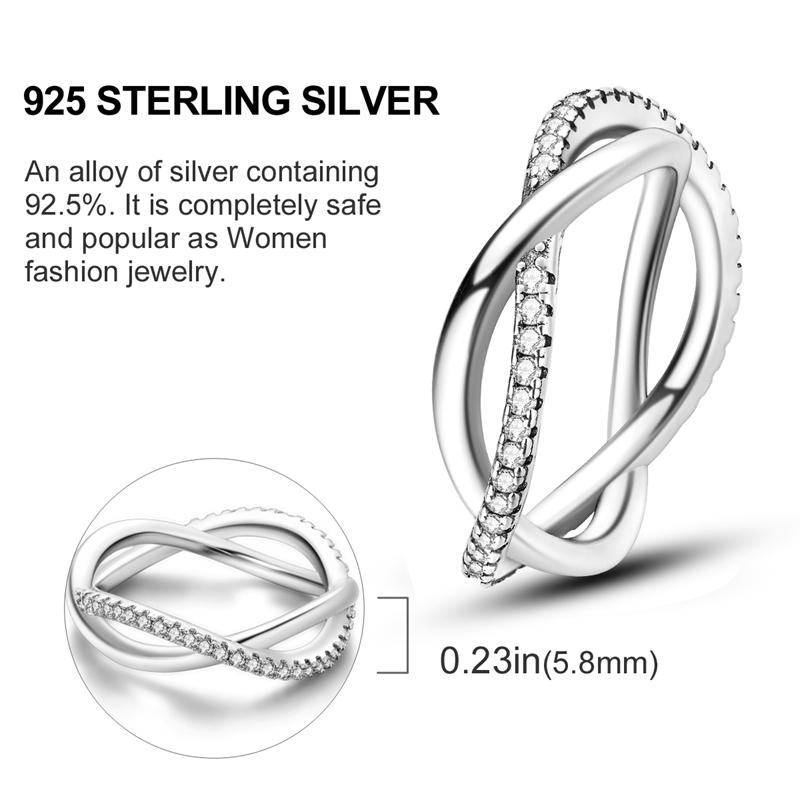 Rings For Women 925 Silver Color Zircon Winding Romantic Ring Finger Beaded Luxury Jewelry Original Engagement Wedding Gift