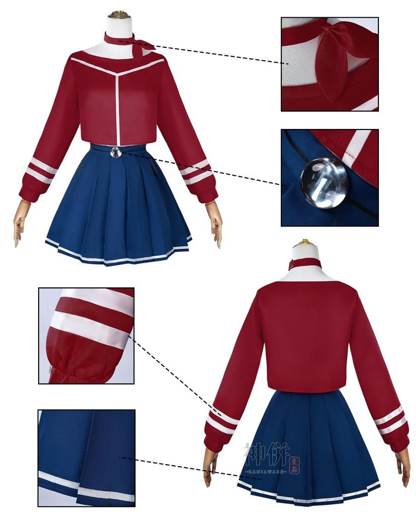 MiSide Mita Cosplay mit Heldin Cosplay Kostüm für Schule und Bühne mit [Ausgezeichnete Qualität] Perücke, Erwachsene, Festivals, Veranstaltungen, (Mita Perücke, L)