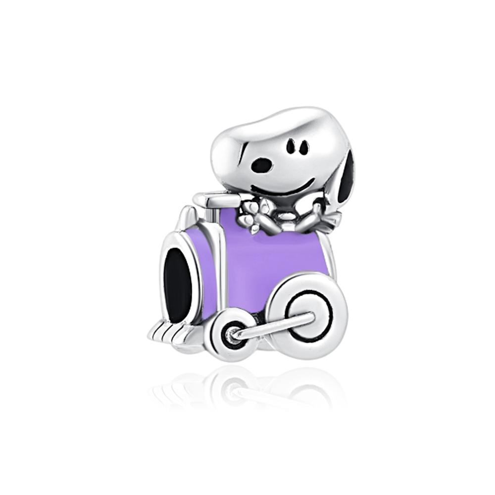 MINISO NPEANUTS@ Snoopy Charlie Brown Linus Van Pelt Peppermint Patty Pendant Original 925 Silver Charm Fit Bracelet For Women