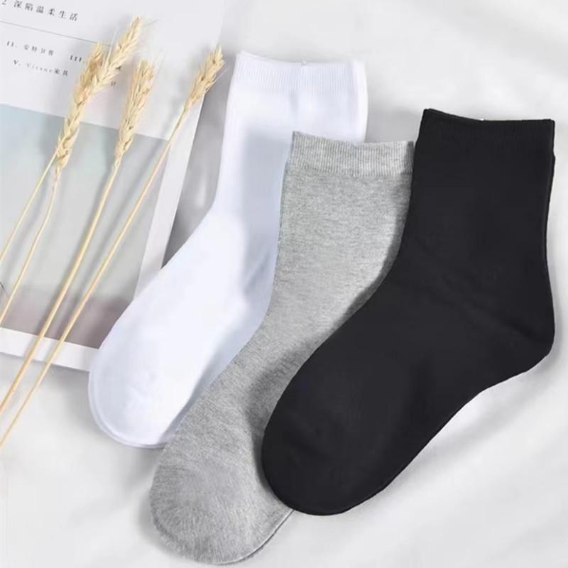 Men's Summer Breathable Mid-Calf Socks - Sweat-Absorbing, Thin, Solid Color for Casual and Business Wear