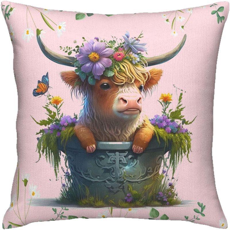 Creative Cartoon Cute Animal Print Linen Pillow Case Home Sofa Car Decoration Pillow