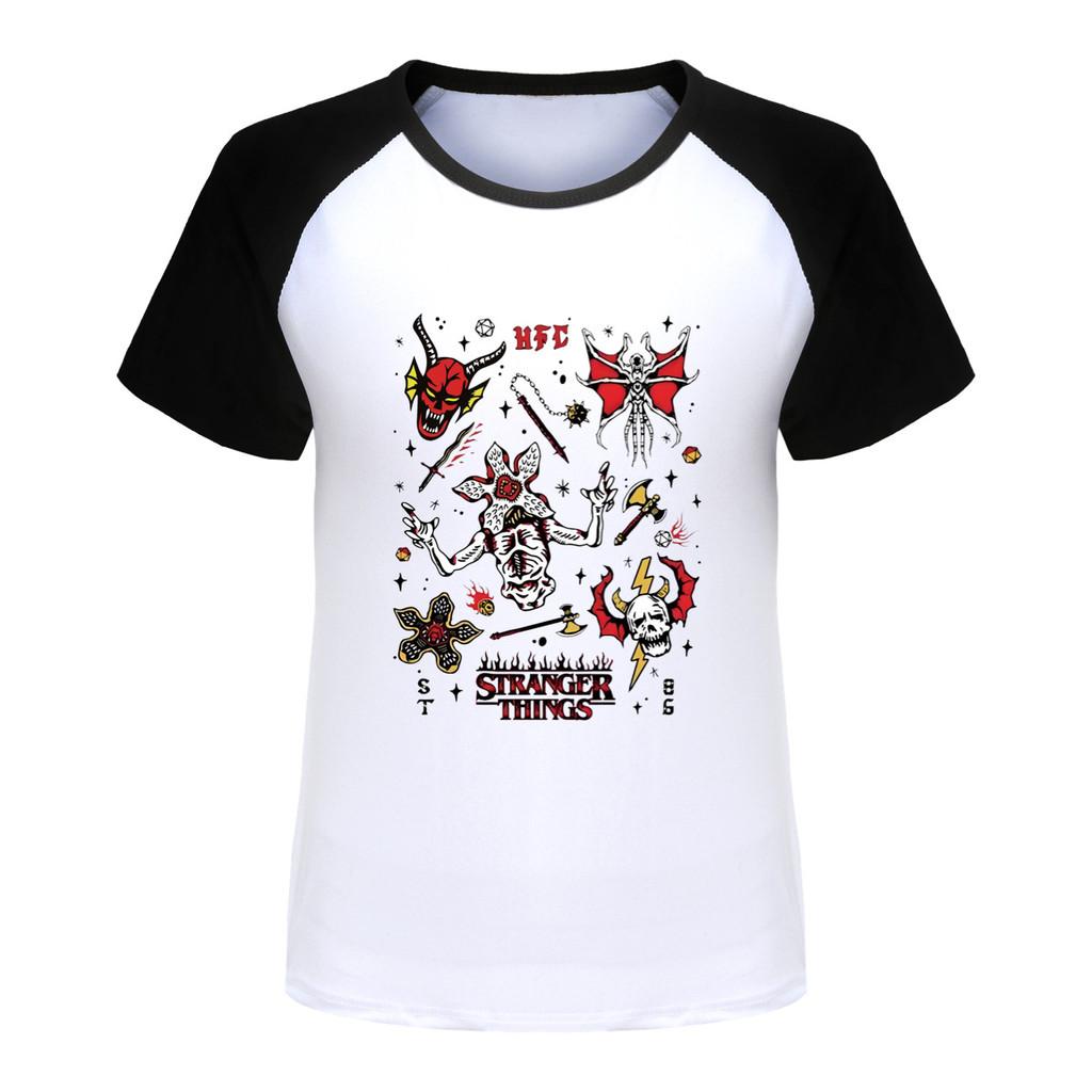 5254 Kids Boys Girls Stranger Print Raglan Short Sleeves T-Shirt