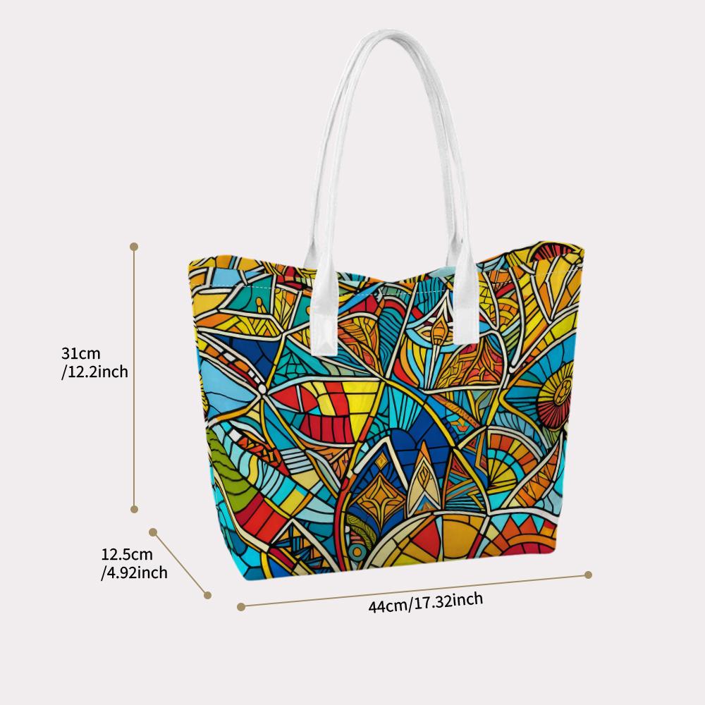 Colorful Geometric Pattern Tote Bag Casual Large Capacity Daily Shoulder Bag Fashion Handbag For Shopping Travel Commute