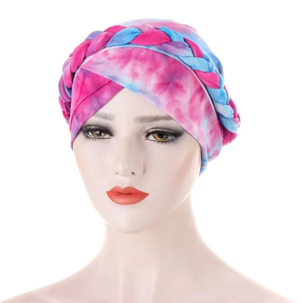 Velour Muslim Women Braid Hijab Turban Chemo Stretch Cap Hair Loss Hat Head Wrap Islamic Bonnet Headwear Beanie Cover