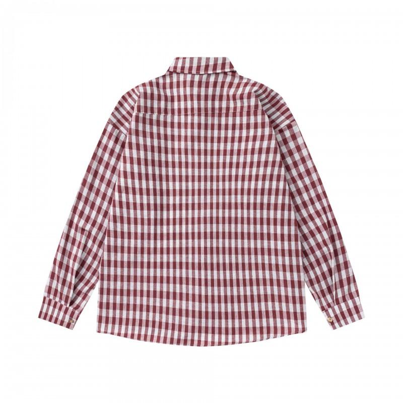 Mens Long Sleeve Striped Shirt American Retro Casual Loose Fit Couple Blouse