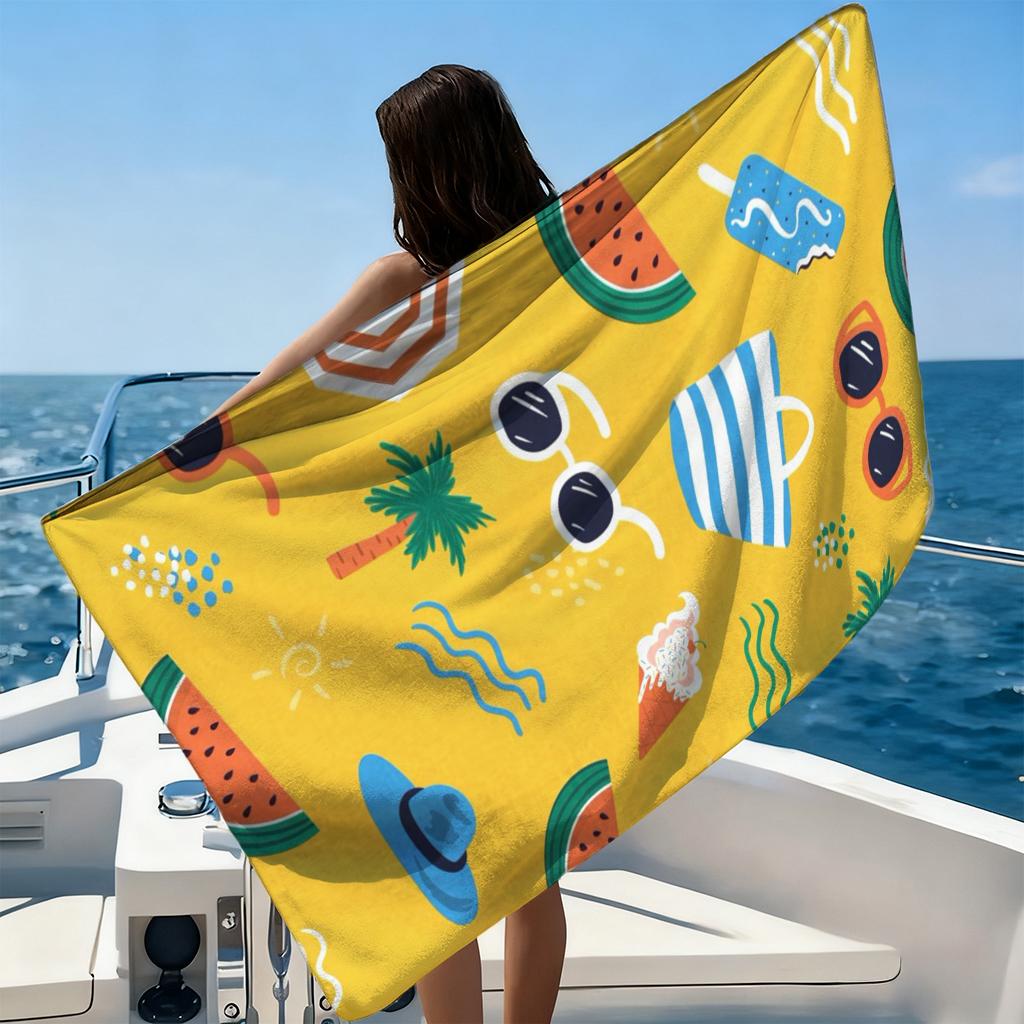 Summer Vacation Style Beach Towel Quick-drying Super Absorbent Suitable for Swimming Beach Pool Gym Summer Gift for Friends