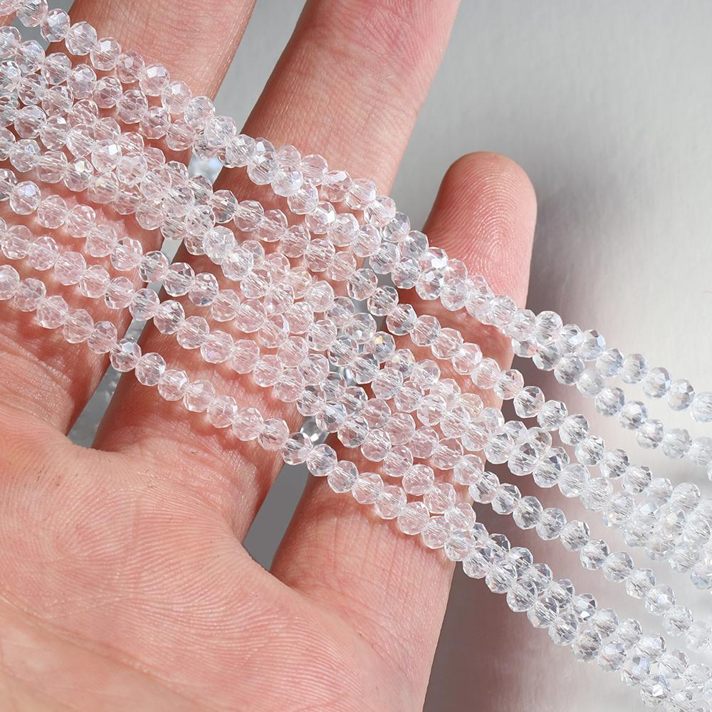 120pcs Crystal Czech Glass Beads Rondelle Austria Faceted Loose Spacer Round Beads for Bracelet Jewelry Making DIY