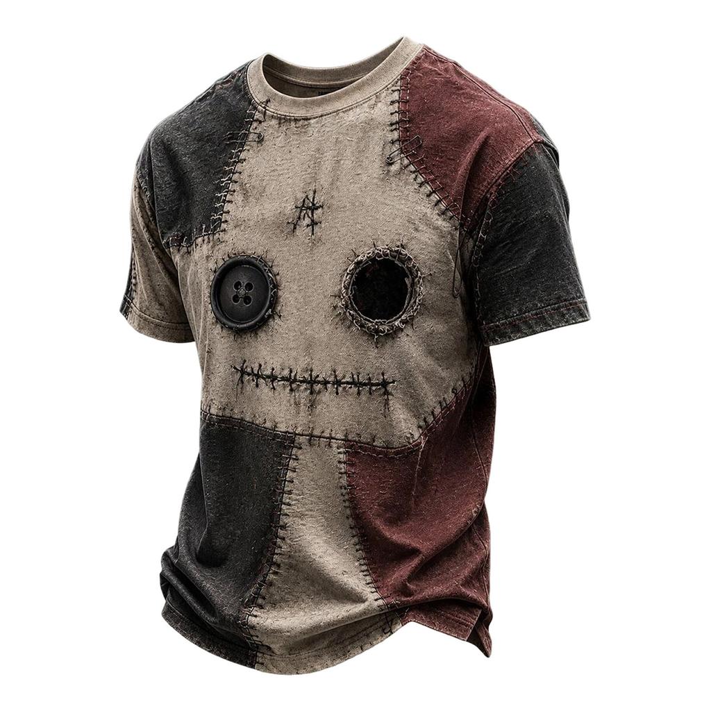 T-shirt da donna a maniche corte stampata per Halloween, Top casual girocollo per l'uso quotidiano