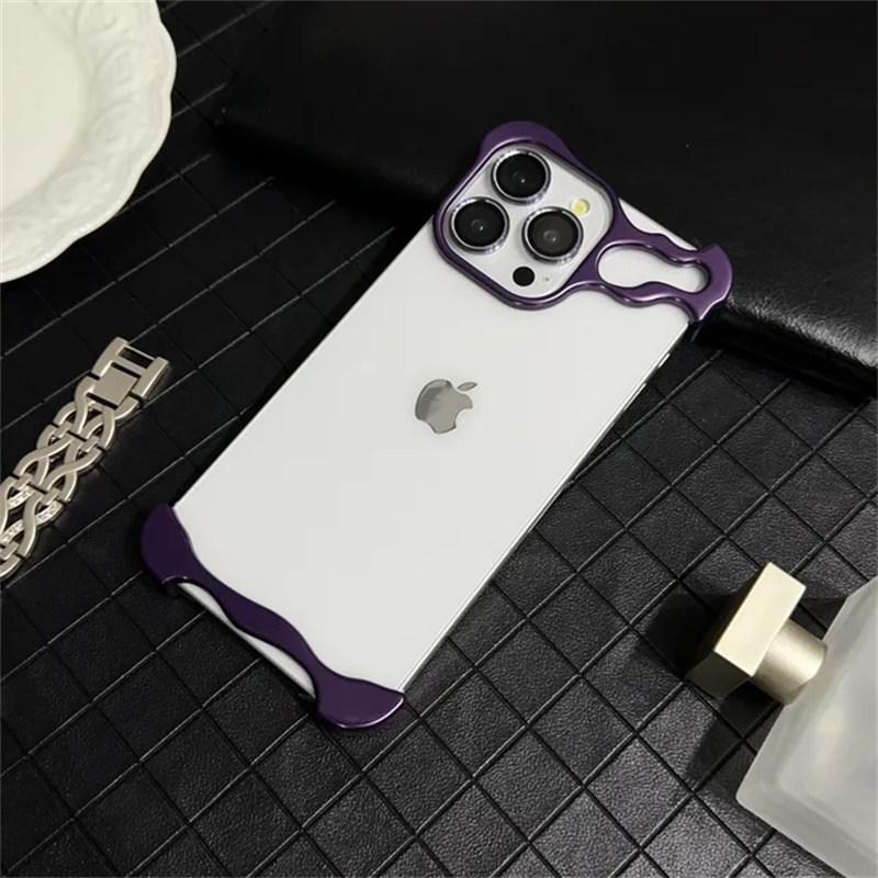 כיסוי טלפון יוקרתי ממתכת סגסוגת טיטניום לא סדיר לאייפון 12 13 14 15 פרו מקס 15 פלוס כיסוי מגן טבעת עדשה מאלומיניום חייזרי