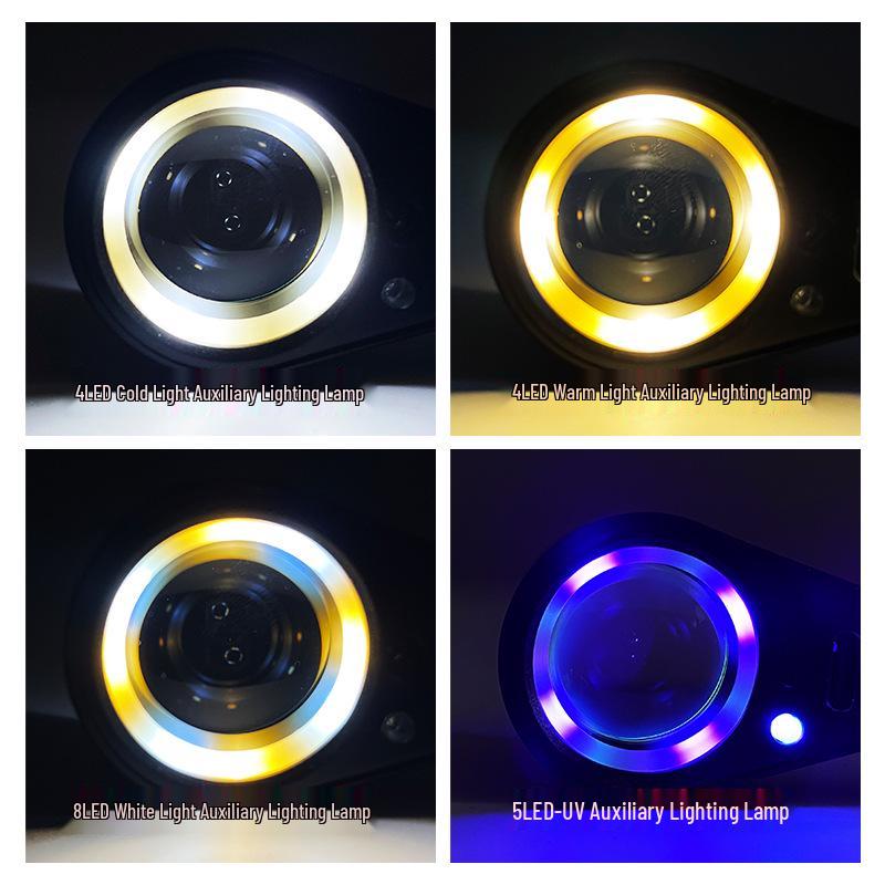 High-End 30x Magnifier with 13 LEDs & Quad-Color Light for Jewelry, Diamonds, Antiques, & Jade Appraisal