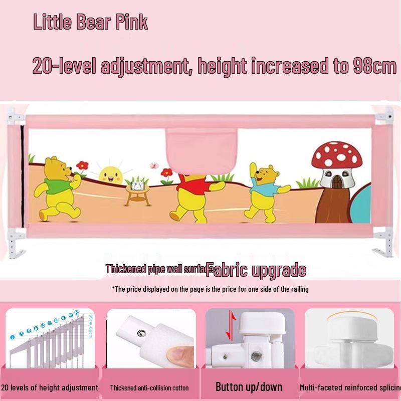 3-Sided Baby Bed Guardrail with Vertical Lifting for Safety & Anti-Collision