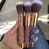 HMU Rubber Handle 10pcs Beautiful Rhinestone Elegant Glitter Bling Make up Brush With Case