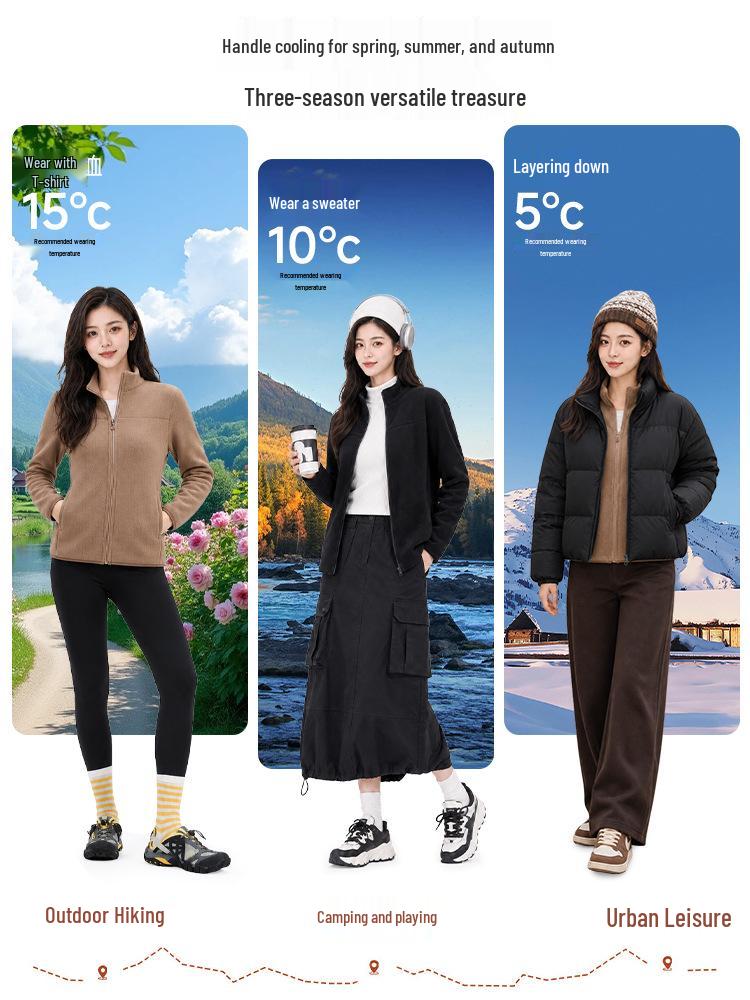 Women's Double-Sided Sherpa Fleece Windbreaker - Pink Autumn/Winter Jacket, Warm & Skin-Friendly