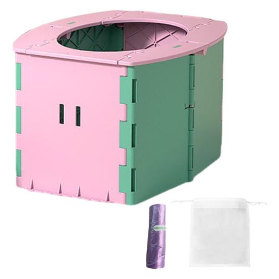 Portable Potty Seat Foldable Design One-Step Setup Kids Toilet Seat with Cleaning Bags Supports Up to 50KG Potty Chair