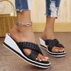Women Wedge Slippers New Summer Platform Sexy Shoes Braided Square Toe Flat Sandals Beach Slides Home Women Shoes