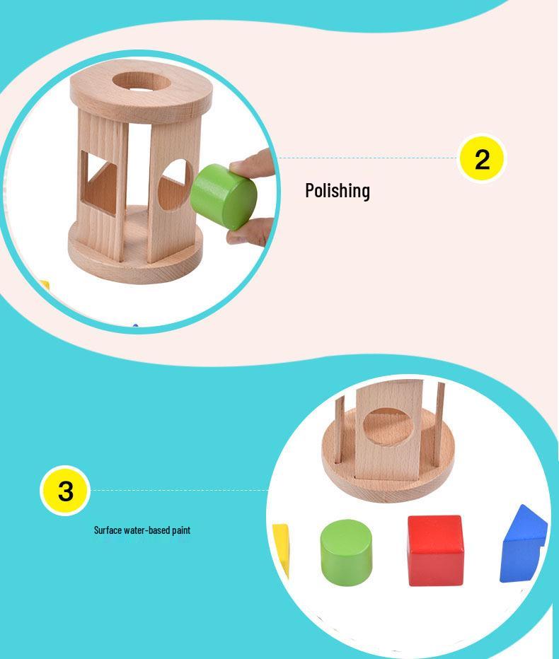 Montessori Wooden Building Blocks Box: Toddler Sensory Educational Toys