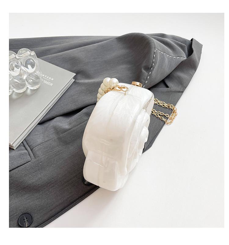 New Fashion Rose Evening Bag - European & American Stylish Box Bag with Coin & Lipstick Holder, Chain Crossbody.
