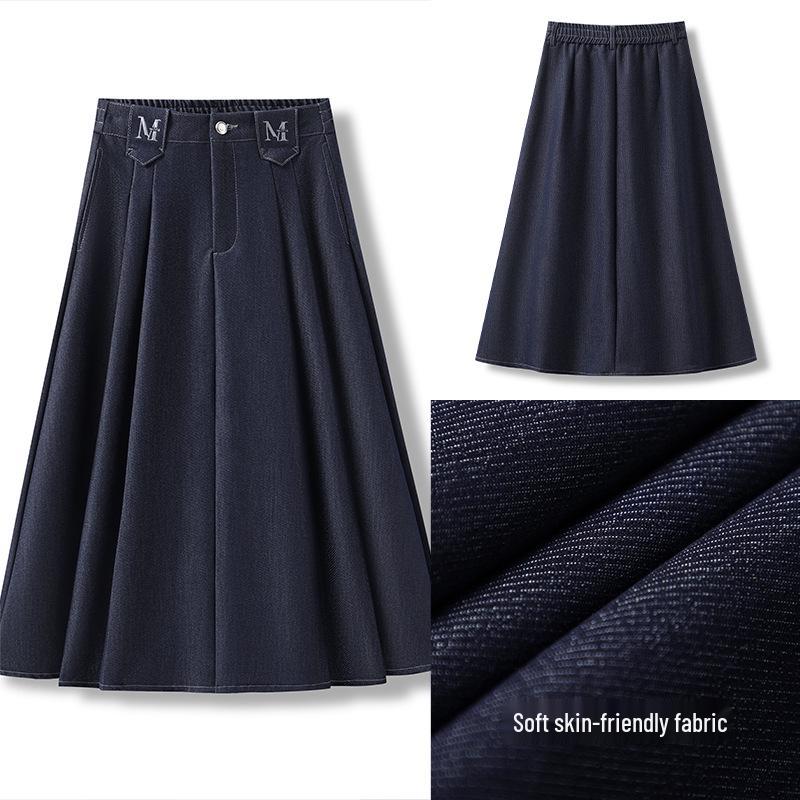 Simple High-Waisted Mid-Length Denim Skirt - 2026 Early Spring Collection, Comfortable, Loose, and Slimming Fit.