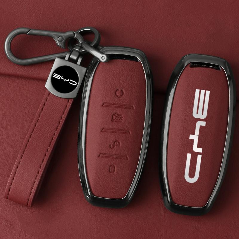 Car Key Fob Case For Byd Atto 3 Han Ev Dolphin Lied Tang Dm Qin Plus Song Pro Max Yuan Car Key Case Zinc Alloy Leather Case