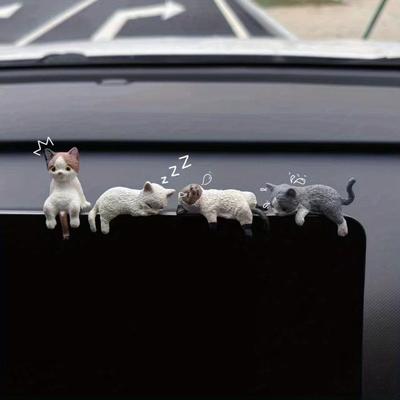 Whimsical Cat Resin Statue, Multi-Scene Adhesive Anime Party Decorations, No Power Required, Suitable for Car Dashboard and Aquarium Decoration