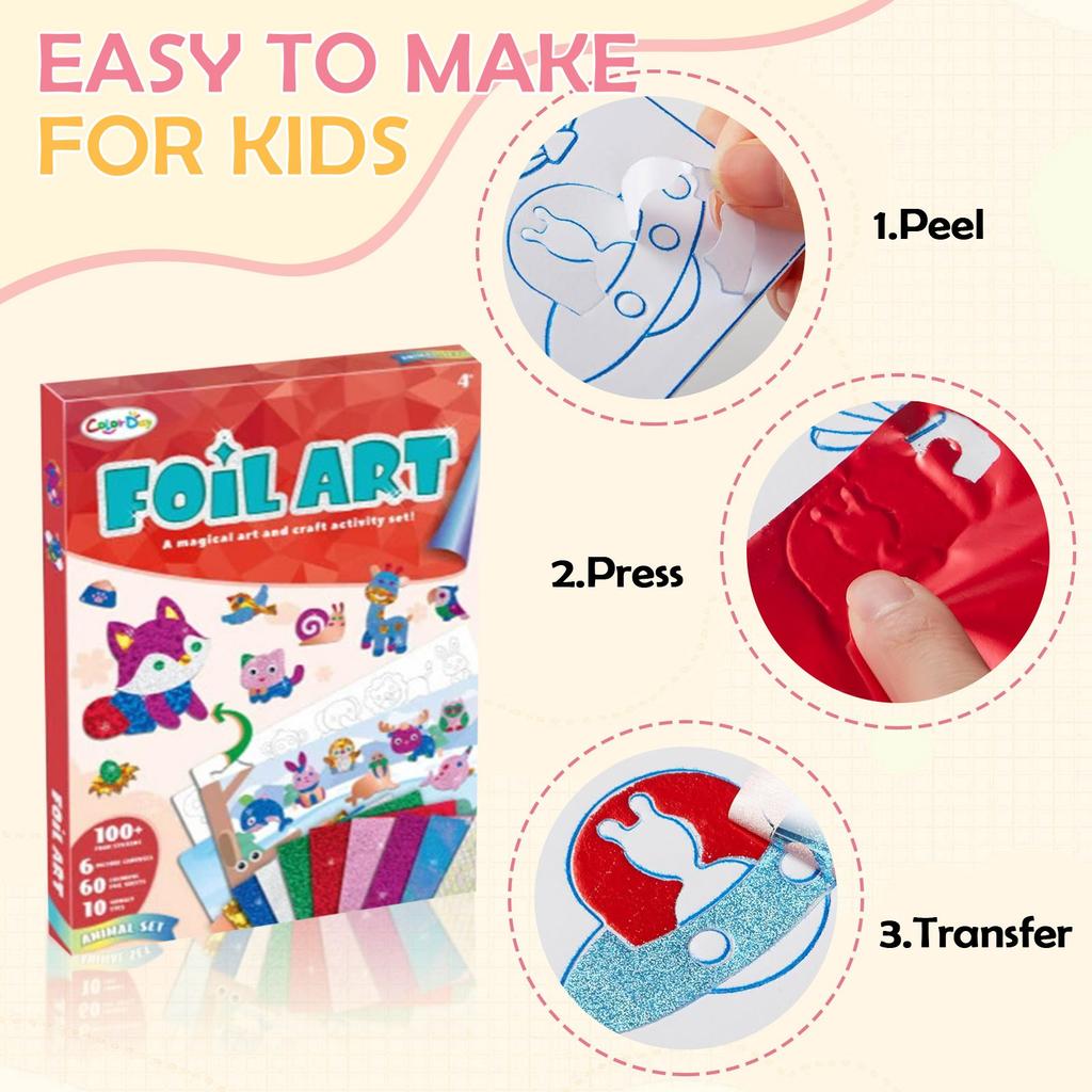 Foil Arts And Crafts For Kids Ages 4-8 -DIY & Princess Foil Foam Stickers Fun,Mess Free Kids Crafts,Creative Christmas Birthday Gifts Toys