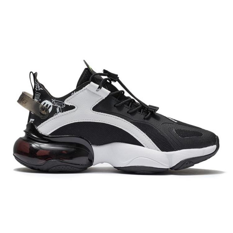 Li Ning Round Qi Beyond Dimensions Slip Resistant Cushioning Abrasion Resistant Low top Running Shoes Black Teenagers YKCS004-1