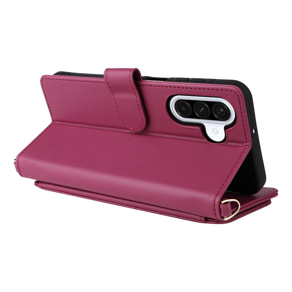 For Samsung Galaxy A26 5G Wallet Case with Shoulder/Wrist Strap Leather Phone Cover Stand
