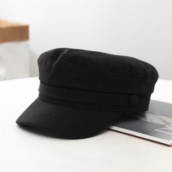 Damen Baskenmütze Vintage Stil Feine Textur Einfarbige 8-Bahnen Schiebermütze für Party