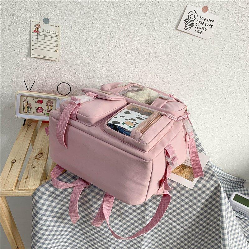 Japansk High School Jenter Ryggsekk Skolevesker for Tenåringsjenter Flere Lommer Ny Kawaii Ryggsekk Kvinner Harajuku Søt Mochila