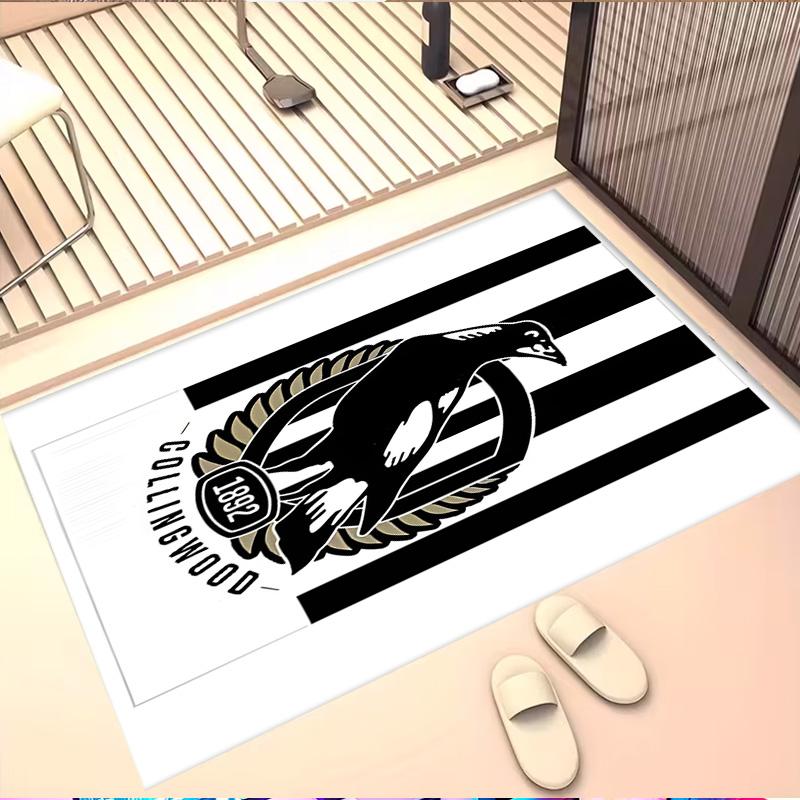 Collingwood Magpies Print Rug, Washable Floor Carpet, For Entryway Dorm Laundry Room Office Study, Home Decor Birthday Christmas Gift
