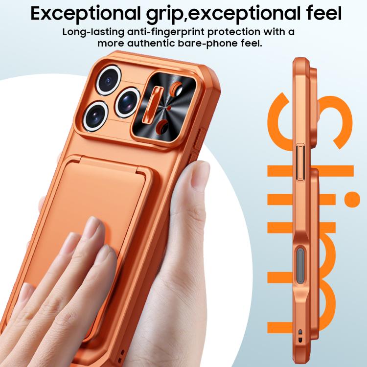 Flip Card Holder Sliding Camera Cover PC Hybrid TPU Phone Case