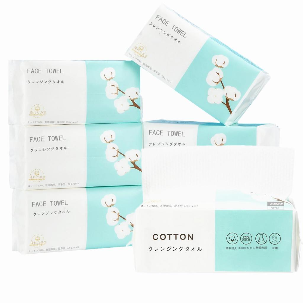 Cleansing disposable towel 100 sheets x 6 Face thick type face wash for sensitive prevents rough hand face makeup no instant moisture easy to for