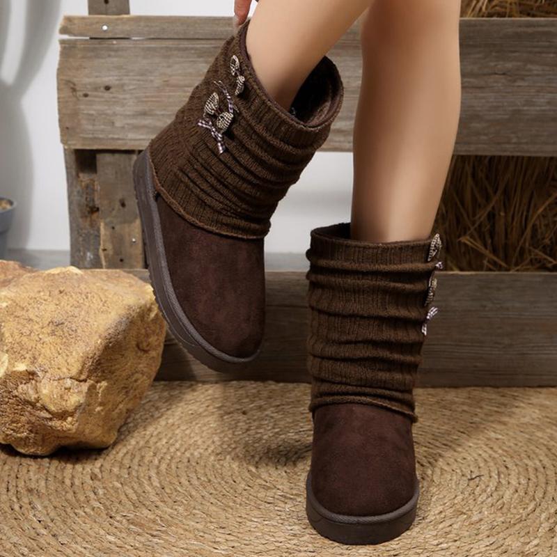 Fashion Japanese Style Bowknot Detor Women's Snow Boots Winter Slip On Platform Snow Boots Woman Chic Mix Color Warm Botas Ladies