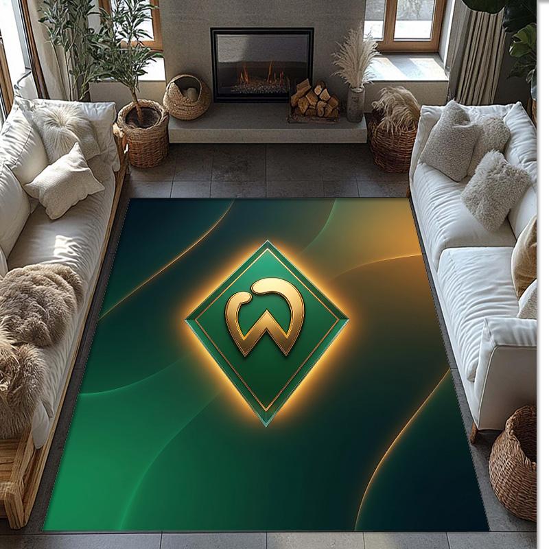 Tappeto in Velluto di Cristallo con Stampa Calcio Werder Bremen, Comodo Assorbente d'Acqua Antiscivolo Tappeto per Pavimenti Interni