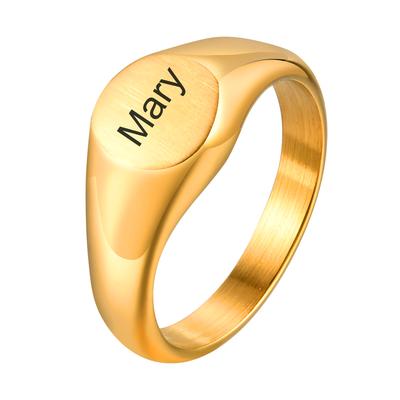Chic Free Personalize Signet Rings Engraving 26 Letters Name Pattern for Women Stainless Steel Initial Custom Female Jewelry Git