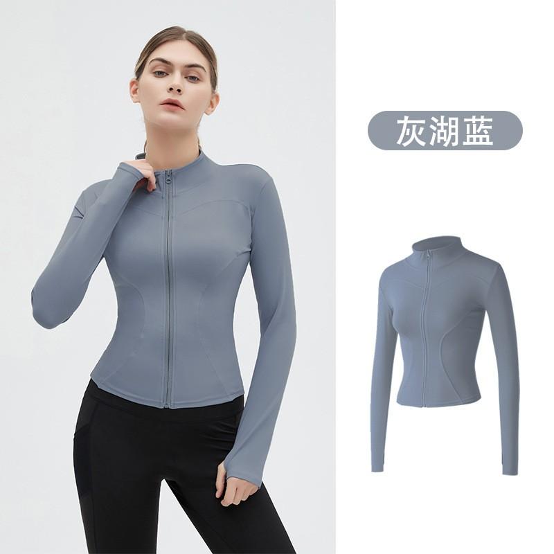 Womens Slim Fit Quick-Dry Yoga Jacket Long Sleeve Running Sport Top Tight Fitness Outerwear