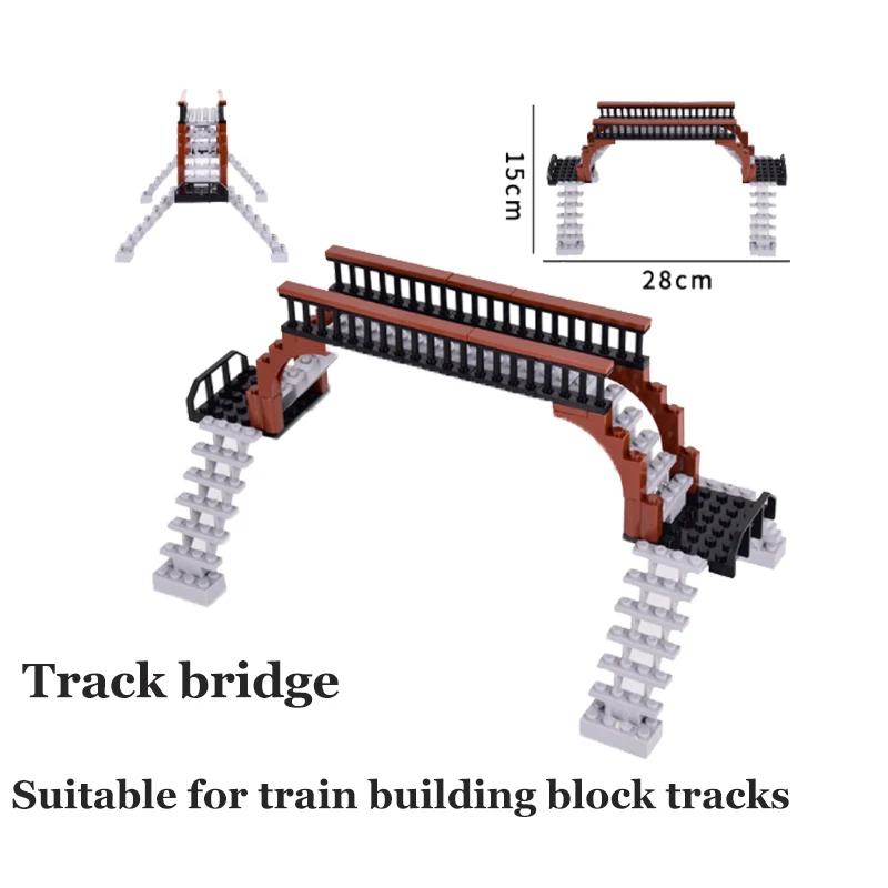 City Train Parts Tracks Train Station Bricks Railway Buffer Stop Model Rails Straight Curved Railways Building Blocks MOC Toys