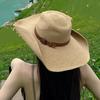 Spring Summer Decorative Belt Straw Sun Hat Women Men UV Protection Beach Sun Caps Outdoor Hiking Bucket Hats Cowgirl Hat