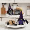 Cute Spooky Window Figurines Halloween Gnome Decoration, Witch Swedish Tomte Ornament, Plush Unique Present Ideas Scandinavian Elf Dwarf for